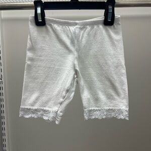 Lily Bleu White Lace-Trim Lightweight Shorts